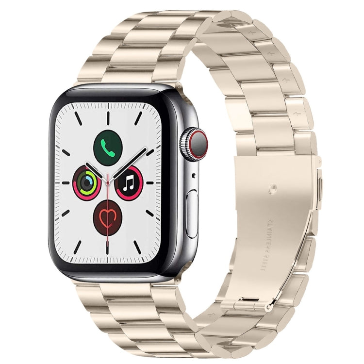 For Apple Watch Series 8&7 41mm / SE 2&6&SE&5&4 40mm / 3&2&1 38mm Fold Buckle 3 Beads Stainless Steel Watch Band