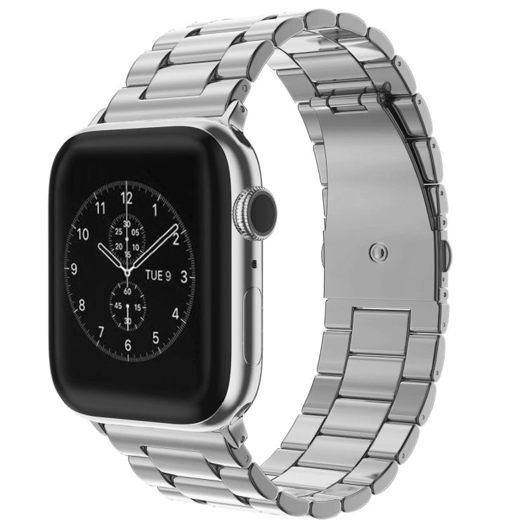 For Apple Watch Series 8&7 41mm / SE 2&6&SE&5&4 40mm / 3&2&1 38mm Fold Buckle 3 Beads Stainless Steel Watch Band