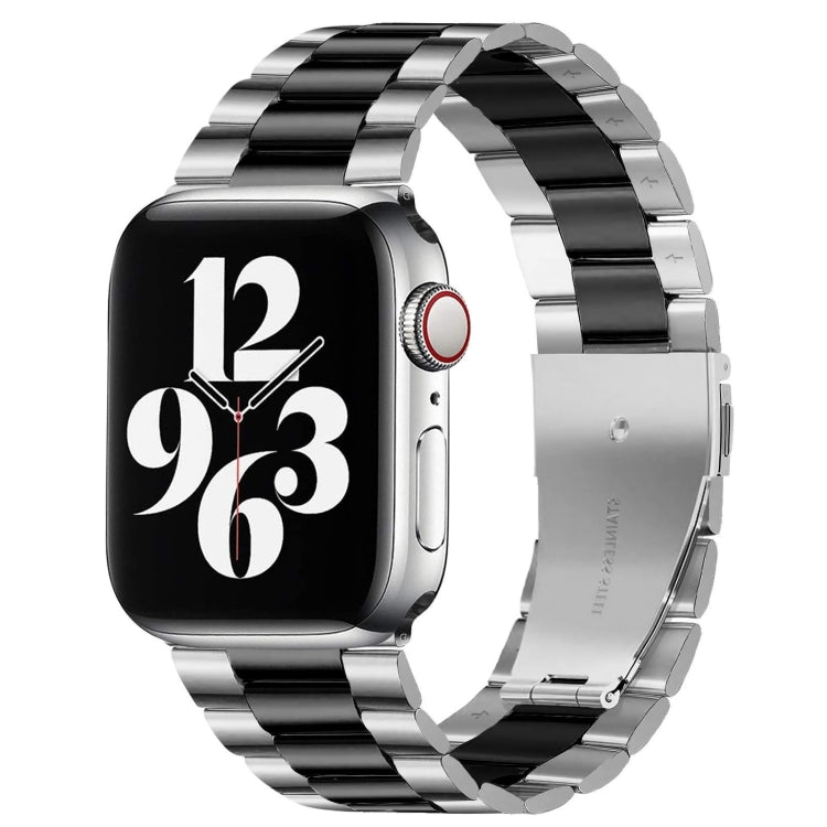 For Apple Watch Series 8&7 41mm / SE 2&6&SE&5&4 40mm / 3&2&1 38mm Fold Buckle 3 Beads Stainless Steel Watch Band