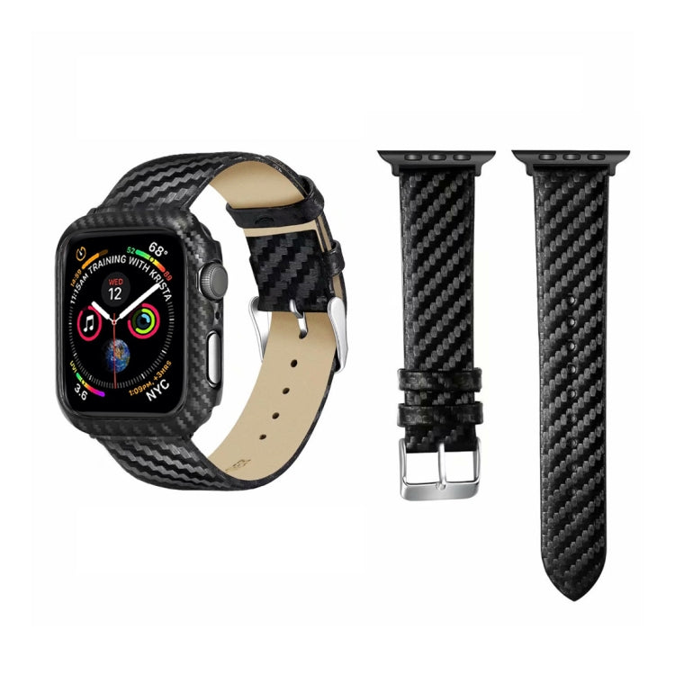 Genuine Leather Carbon Fiber Strap for Apple Watch Series 5 & 4 40mm & Series 3 & 2 & 1 38mm