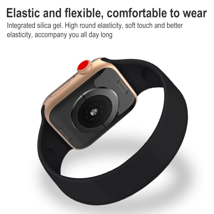 For Apple Watch Series 8&7 41mm / SE 2&6&SE&5&4 40mm / 3&2&1 38mm Solid Color Elastic Silicone Watch Band, Size:L 156mm