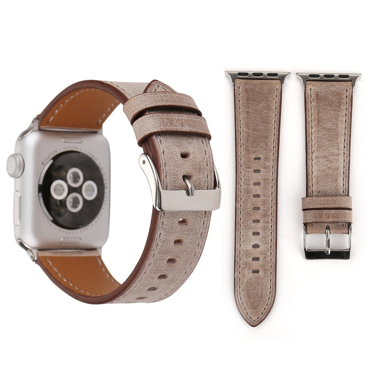 For Apple Watch Series 8&7 41mm / SE 2&6&SE&5&4 40mm / 3&2&1 38mm Fresh Style Genuine Leather Watch Band