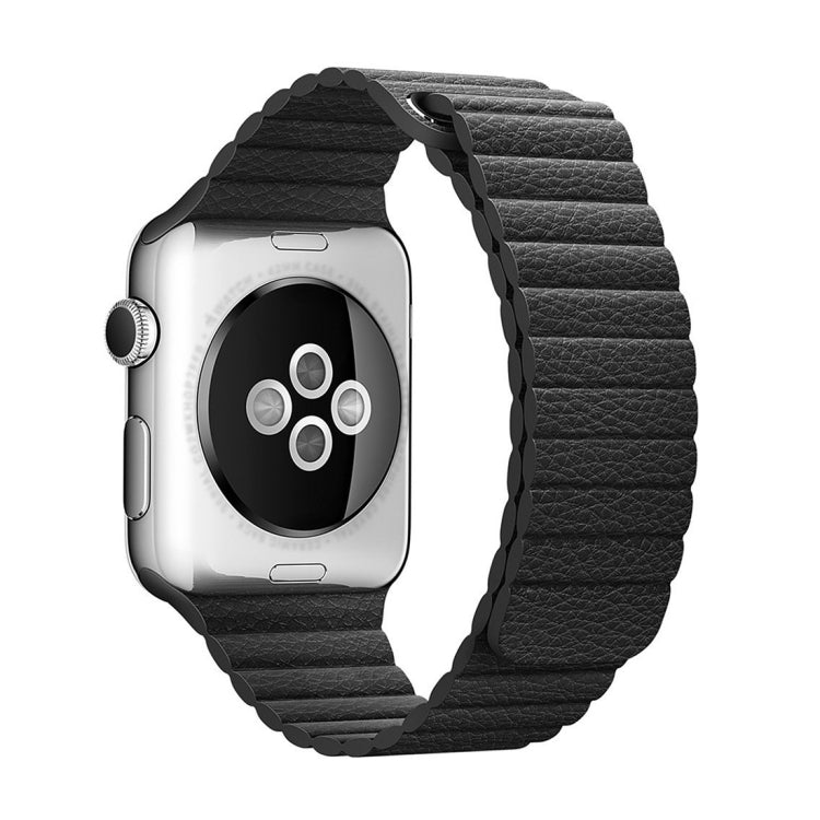 For Apple Watch 38mm Loop Magnetic Closure Clasp PU Leather Watch Band