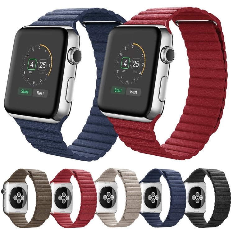 For Apple Watch 42mm Loop Magnetic Closure Clasp PU Leather Watch Band