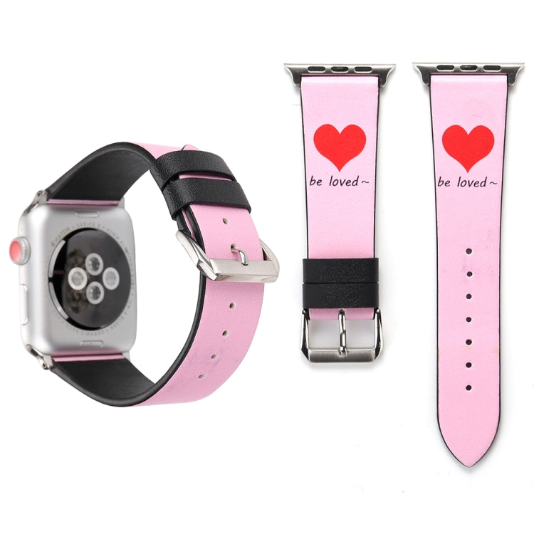 Fashion Simple Heart Pattern Genuine Leather Wrist Watch Band for Apple Watch Series 3 & 2 & 1 42mm
