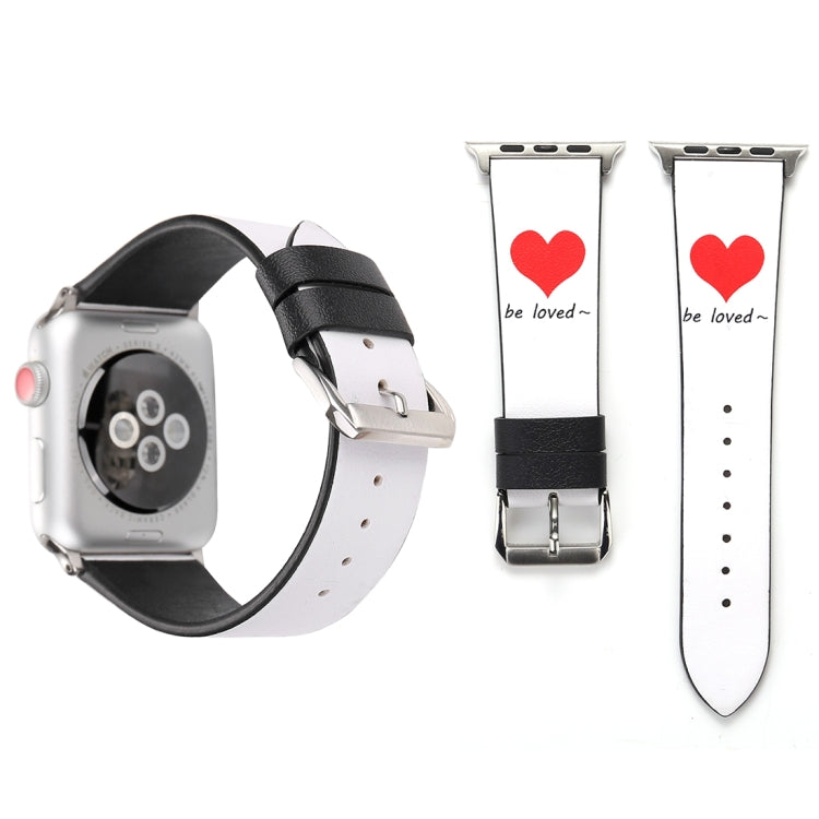 Fashion Simple Heart Pattern Genuine Leather Wrist Watch Band for Apple Watch Series 3 & 2 & 1 42mm