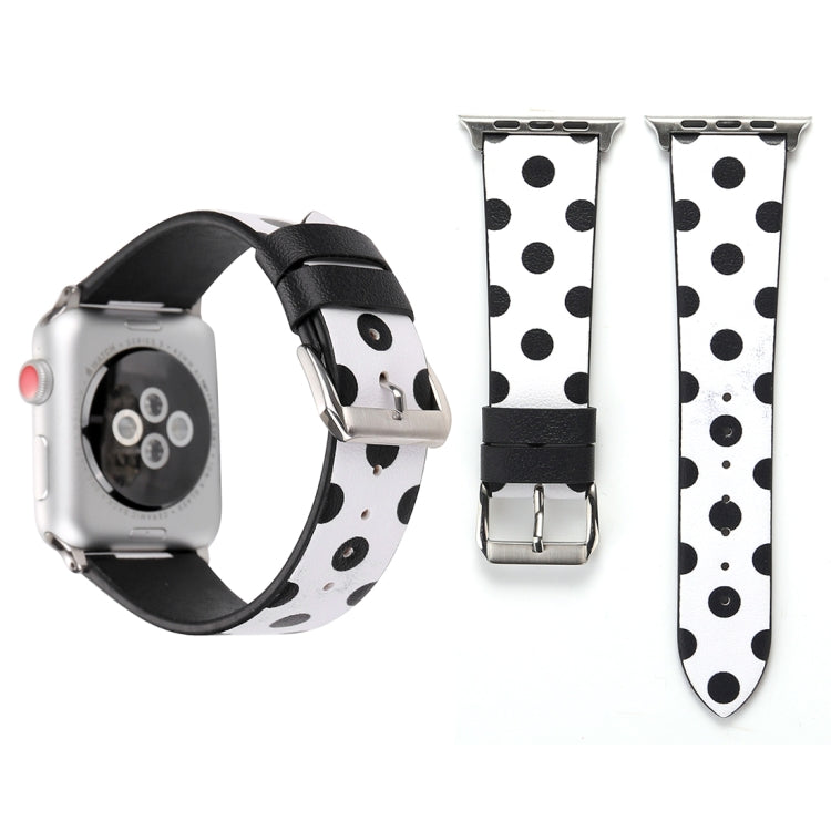 Simple Fashion Dot Pattern Genuine Leather Wrist Watch Band for Apple Watch Series 3 & 2 & 1 38mm
