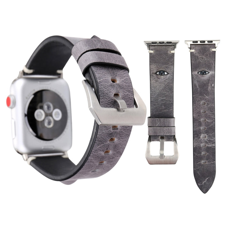 For Apple Watch Series 3 & 2 & 1 38mm Simple Fashion Cowhide Big Eyes Pattern Watch Band