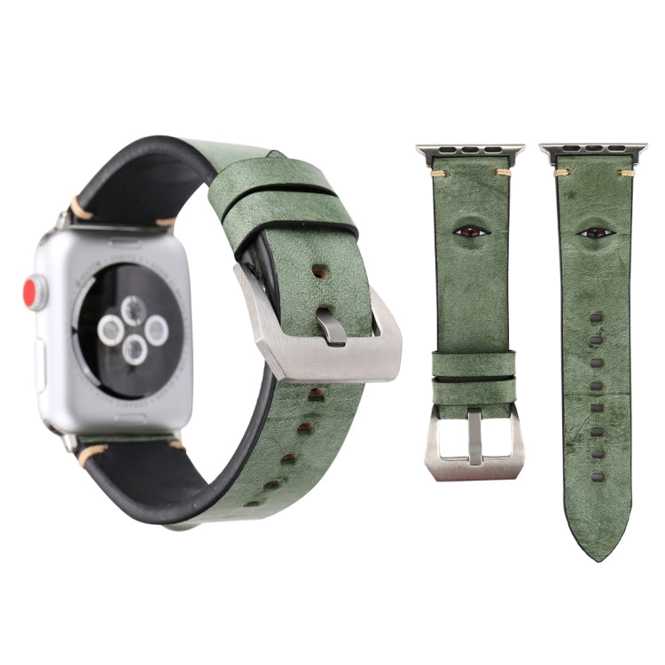 For Apple Watch Series 3 & 2 & 1 42mm Simple Fashion Cowhide Big Eyes Pattern Watch Band