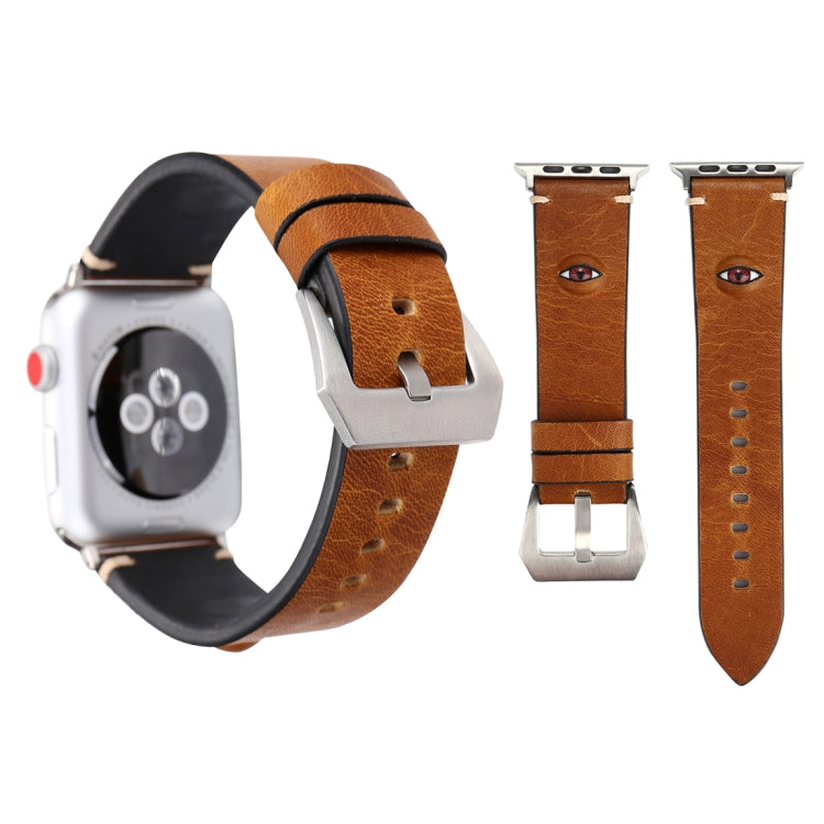 For Apple Watch Series 3 & 2 & 1 42mm Simple Fashion Cowhide Big Eyes Pattern Watch Band