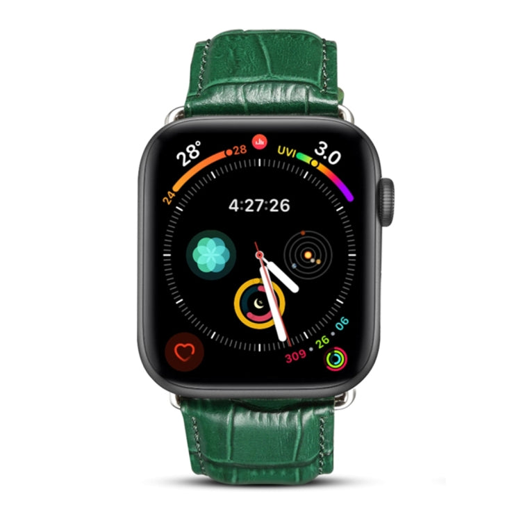 Denior Crocodile Grain Watch Cowhide Leather Watch Band for Apple Watch Series 8&7 41mm / SE 2&6&SE&5&4 40mm / 3&2&1 38mm