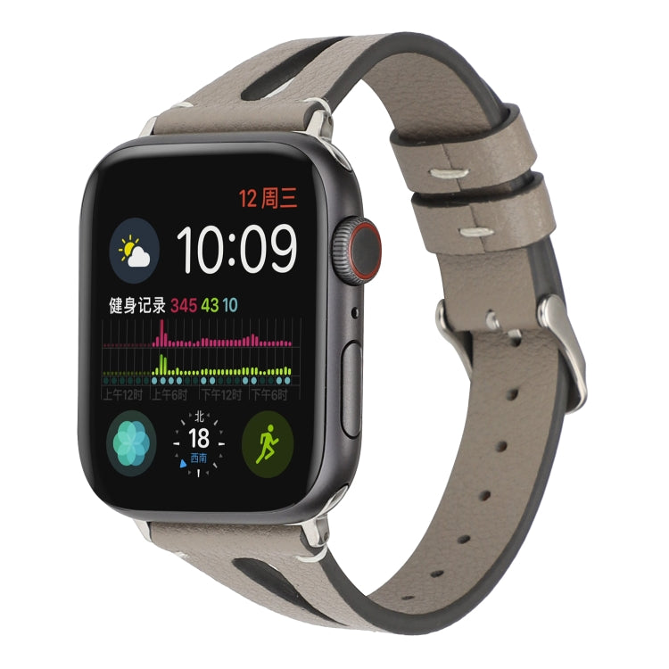 Simple V-shaped Leather Watch Band for Apple Watch Series 7 41mm / 6 & SE & 5 & 4 40mm / 3 & 2 & 1 38mm