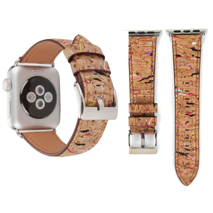 For Apple Watch Series 3 & 2 & 1 38mm New Style Wodden Texture Genuine Leather Wrist Watch Band