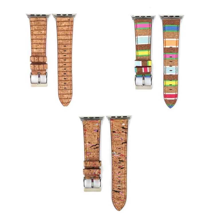 For Apple Watch Series 3 & 2 & 1 42mm New Style Wodden Texture Genuine Leather Wrist Watch Band