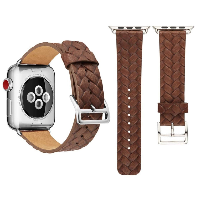 For Apple Watch Series 3 & 2 & 1 38mm Cowhide Embossed Pattern Leather Watch Band