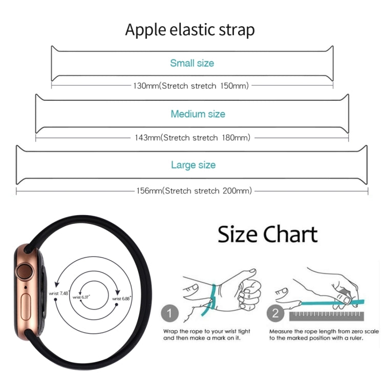 For Apple Watch Series 8&7 41mm / SE 2&6&SE&5&4 40mm / 3&2&1 38mm Solid Color Elastic Silicone Watch Band, Size:L 156mm