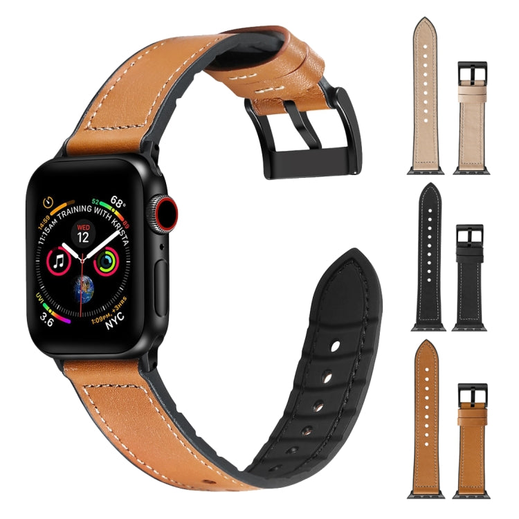 Solid Color TPU + Stainless Steel Watch Band for Apple Watch Series 7 45mm / 6 & SE & 5 & 4 44mm / 3 & 2 & 1 42mm