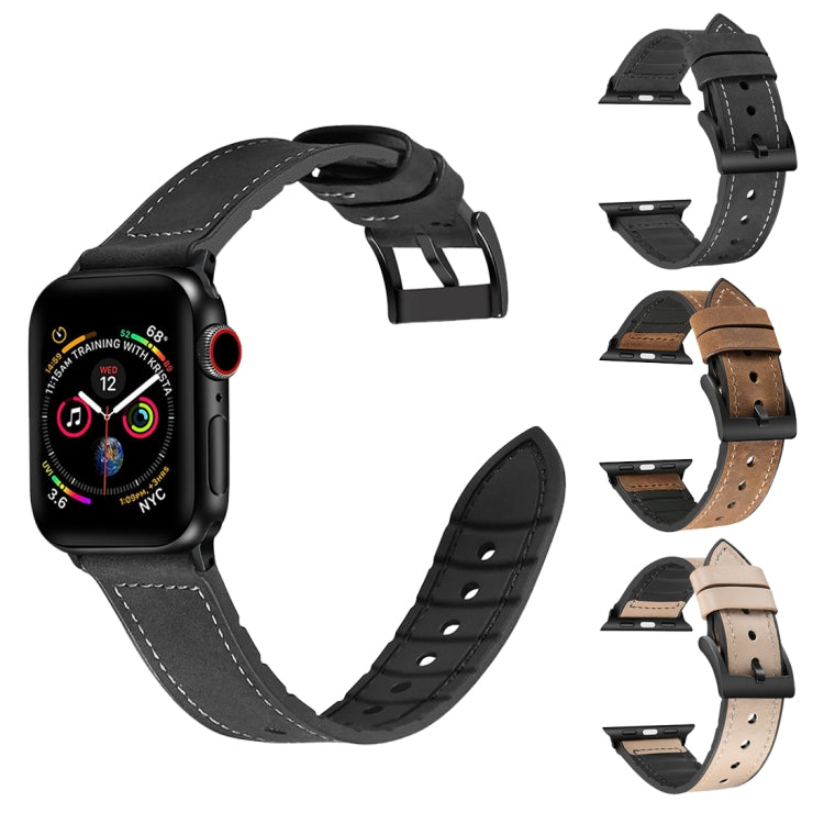 Solid Color TPU + Stainless Steel Watch Band for Apple Watch Series 7 41mm / 6 & SE & 5 & 4 40mm / 3 & 2 & 1 38mm