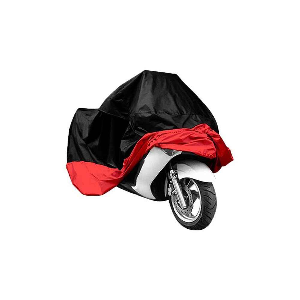 Motorcycle Cover Silver Coated Inside Waterproof Dustproof Cover For Large Bikes Cruisers Scooters - Black + Red / XXL