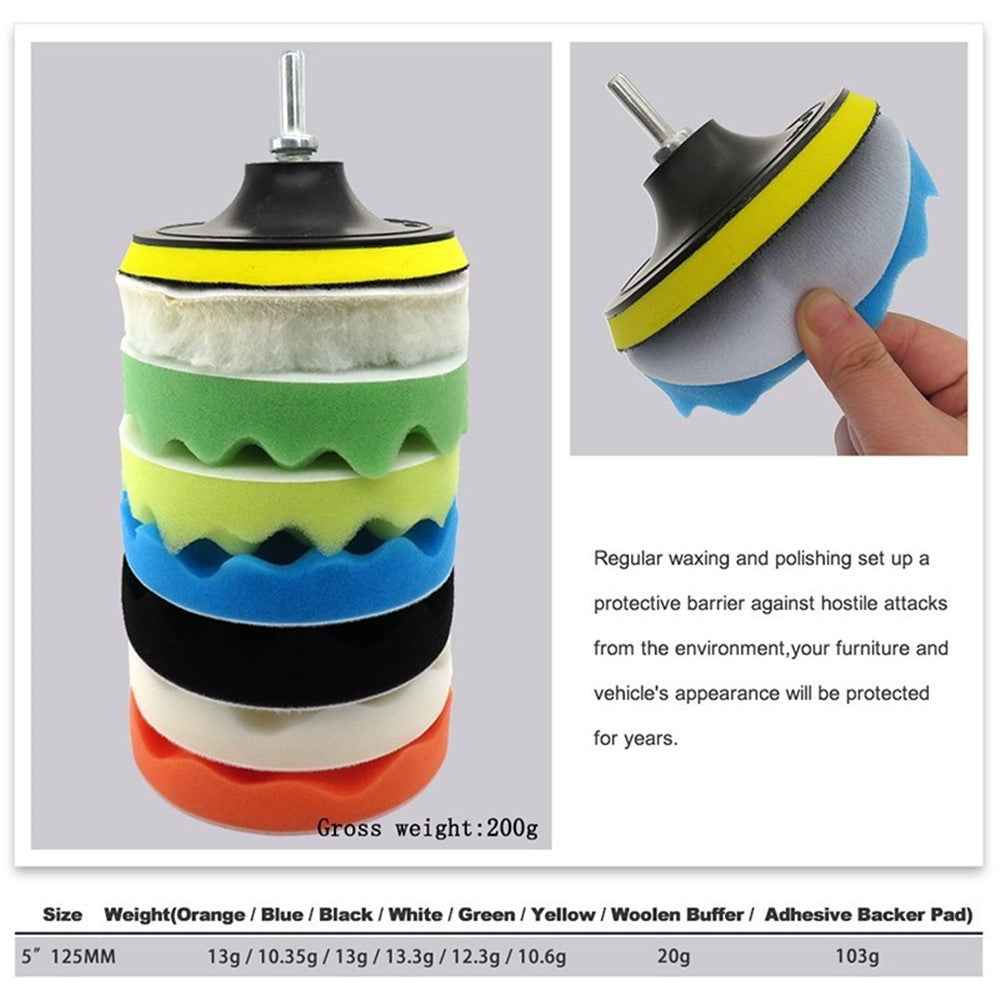 9Pcs CarPolishing Sponge Set Auto Polishing Pad Kit for Car Cleaning