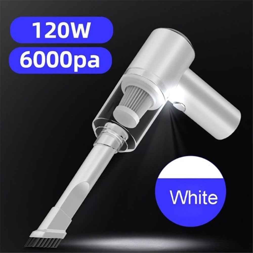 6000Pa 120W Cordless Car Vacuum Cleaner Powerful USB Rechargeable for Car Home Office Pet Hair - White