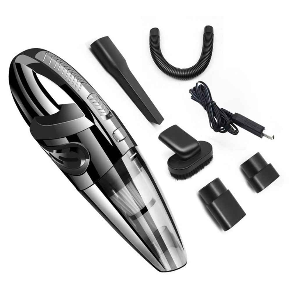AX-6612 Cordless Handheld Car Vacuum Cleaner Powerful Wet & Dry 120W Vacuum Cleaner - Black/USB Cable Powered