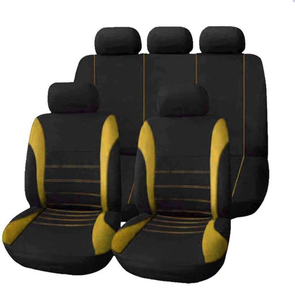 Car Seat Covers Full Set Floral Print Fabric Universal Fit All Seasons Breathable for Most Vehicles - Yellow