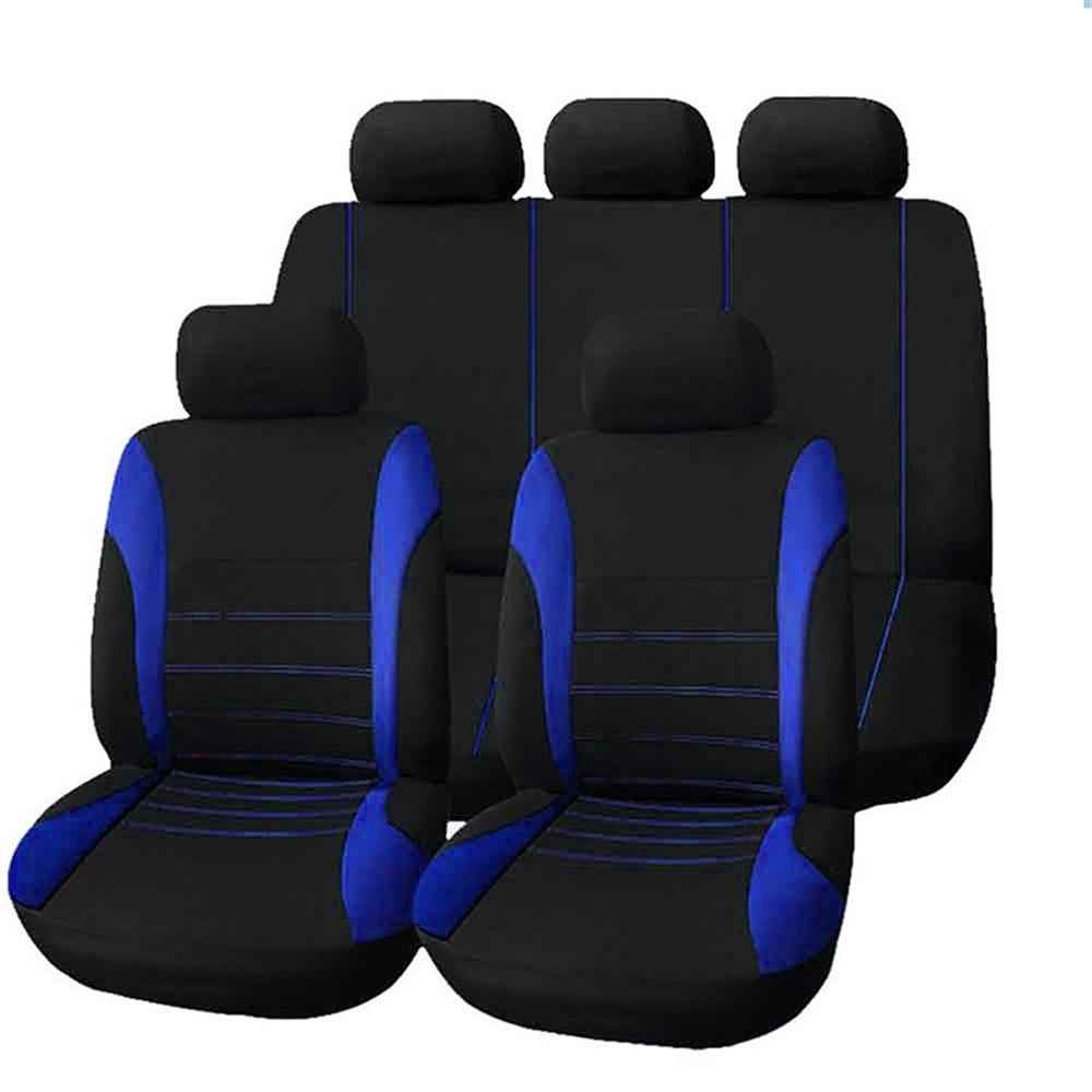 Car Seat Covers Full Set Floral Print Fabric Universal Fit All Seasons Breathable for Most Vehicles - Blue