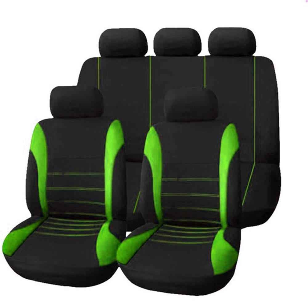 Car Seat Covers Full Set Floral Print Fabric Universal Fit All Seasons Breathable for Most Vehicles - Green