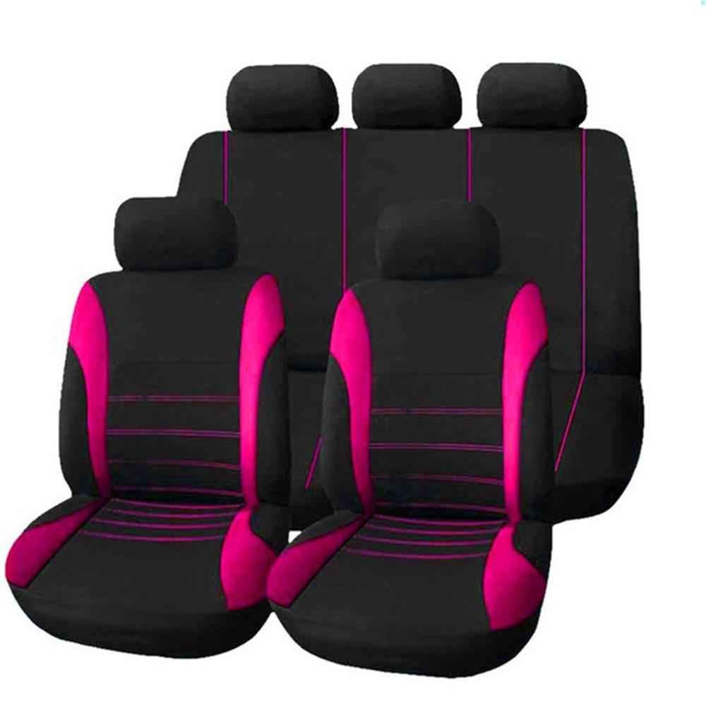 Car Seat Covers Full Set Floral Print Fabric Universal Fit All Seasons Breathable for Most Vehicles - Rose