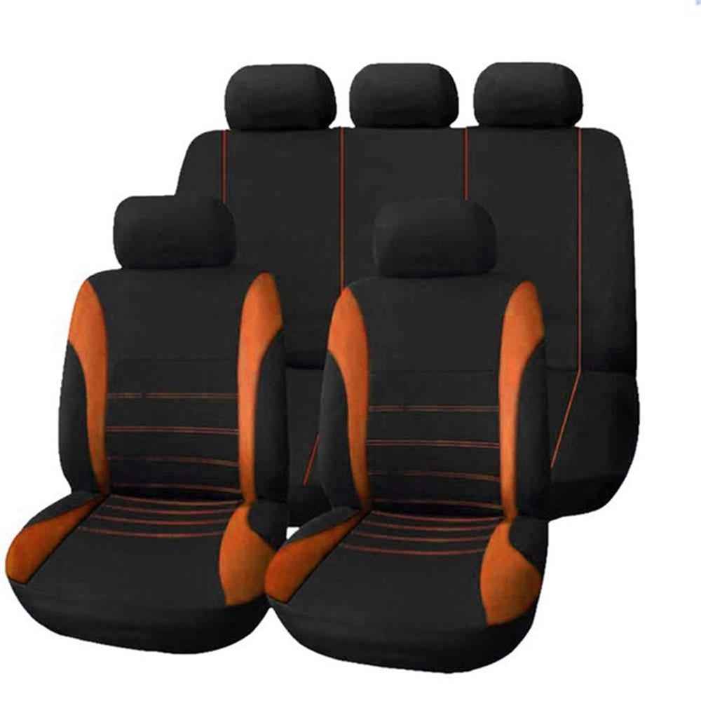 Car Seat Covers Full Set Floral Print Fabric Universal Fit All Seasons Breathable for Most Vehicles - Orange