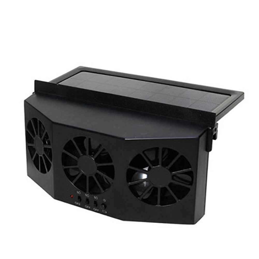 Solar Car Fan Window Ventilator Car Exhaust Radiator Fan - Black