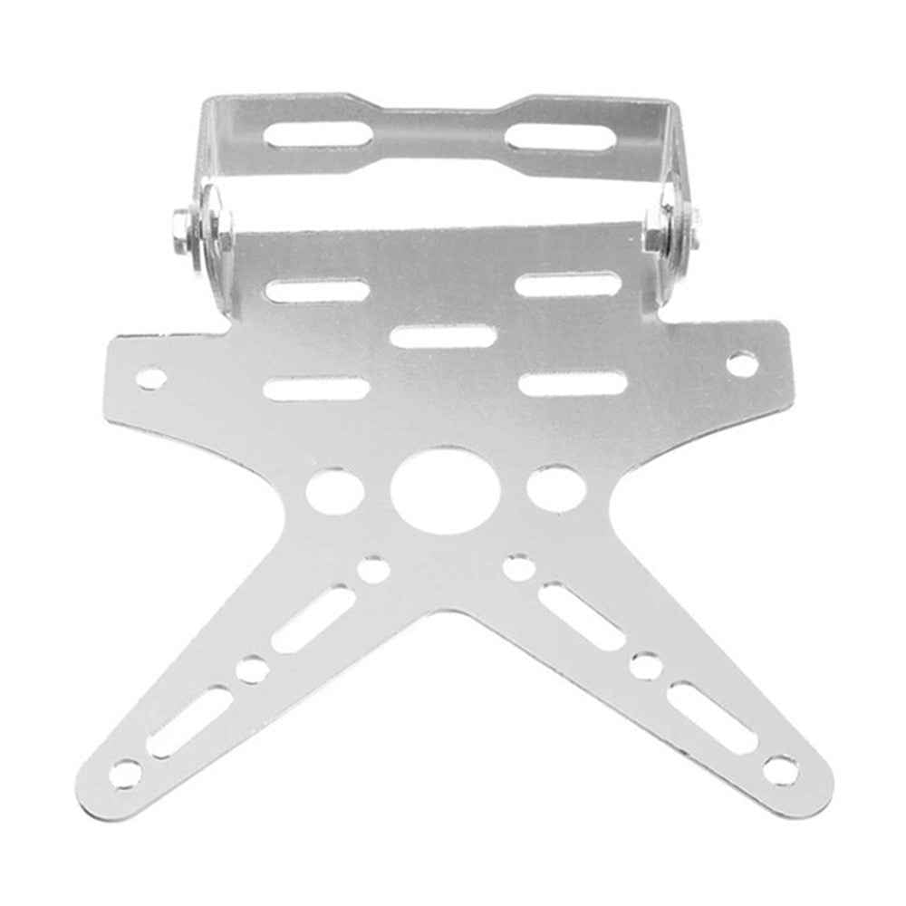 Motorcycle Bike License Plate Holder Frame Adjustable License Bracket E-bike Modified Accessories - Silver