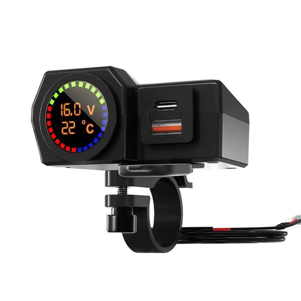 CS-1747A2 PD+USB Charging Motorcycle Phone Charger Voltage Meter Bike Phone Adapter