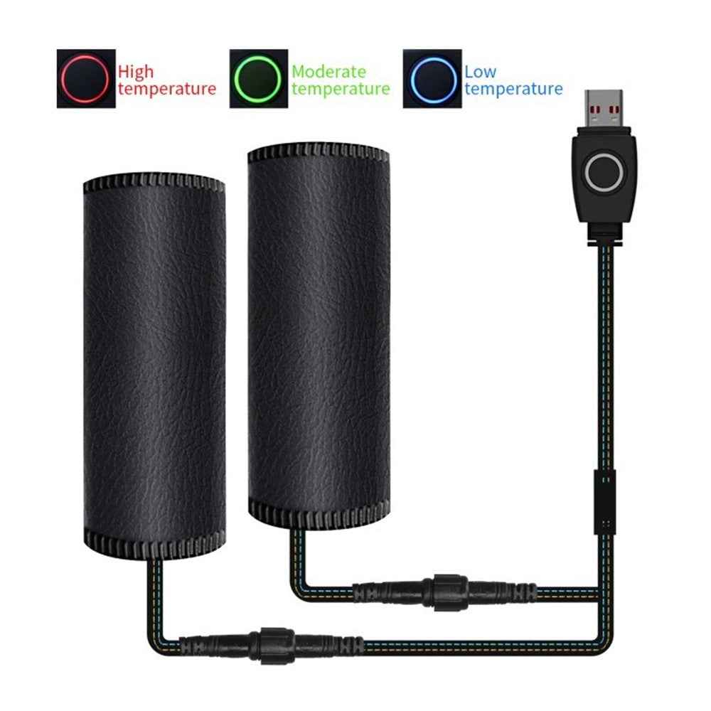 WUPP 12V USB Motorcycle Bike Handlebar Cover Heating Grip Hand Warmer with 3 Temperature Settings