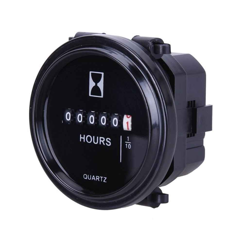SH-1 Mechanical Hour Meter Round Quartz Hourmeter Counter Timer Gauge for Boat Generator Motorcycle ATV UTV Lawn Mower Tractors Engine