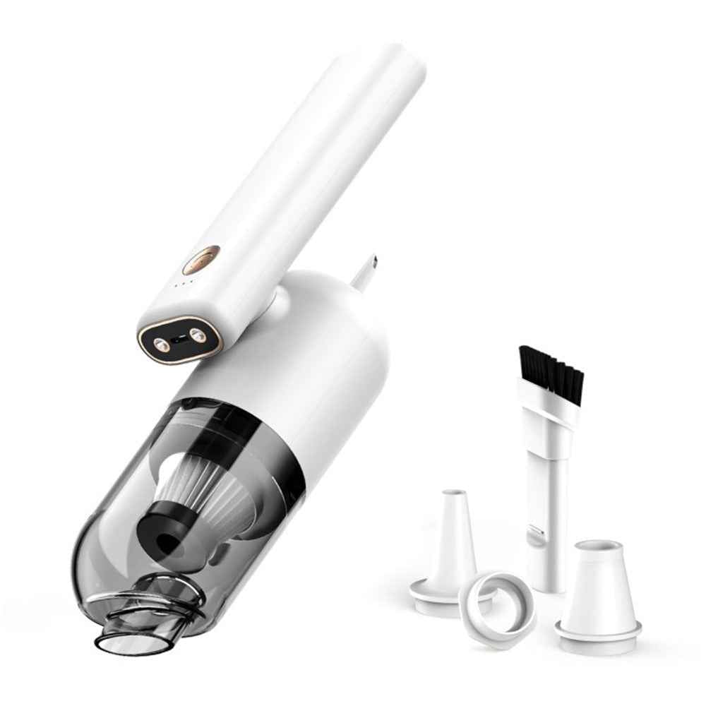 Portable Rotatable Vacuum Cleaner Handheld Cordless Vacuum Cleaner Home Car Cleaning Tool with Dual LED Light - White