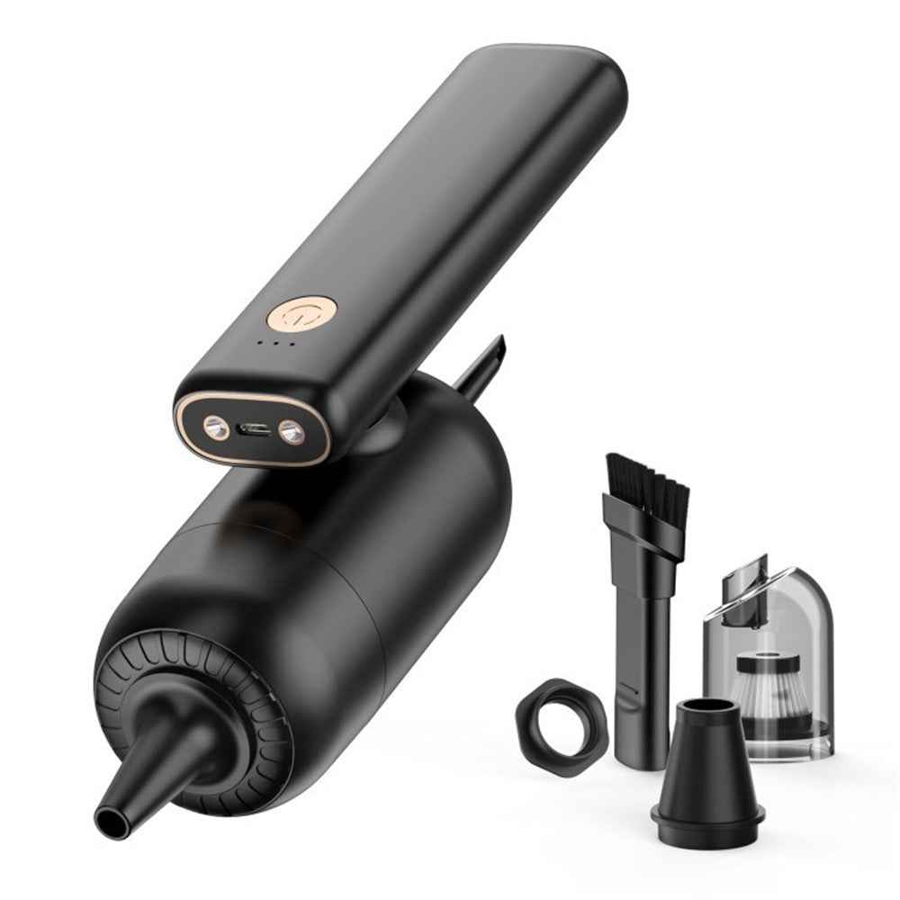 Portable Rotatable Vacuum Cleaner Handheld Cordless Vacuum Cleaner Home Car Cleaning Tool with Dual LED Light - Black