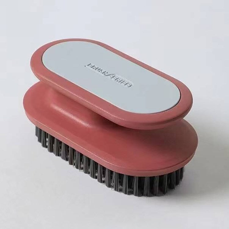 Portable Oval Shoe Laundry Brush Multifunctional Plastic Cleaning Brush - Red