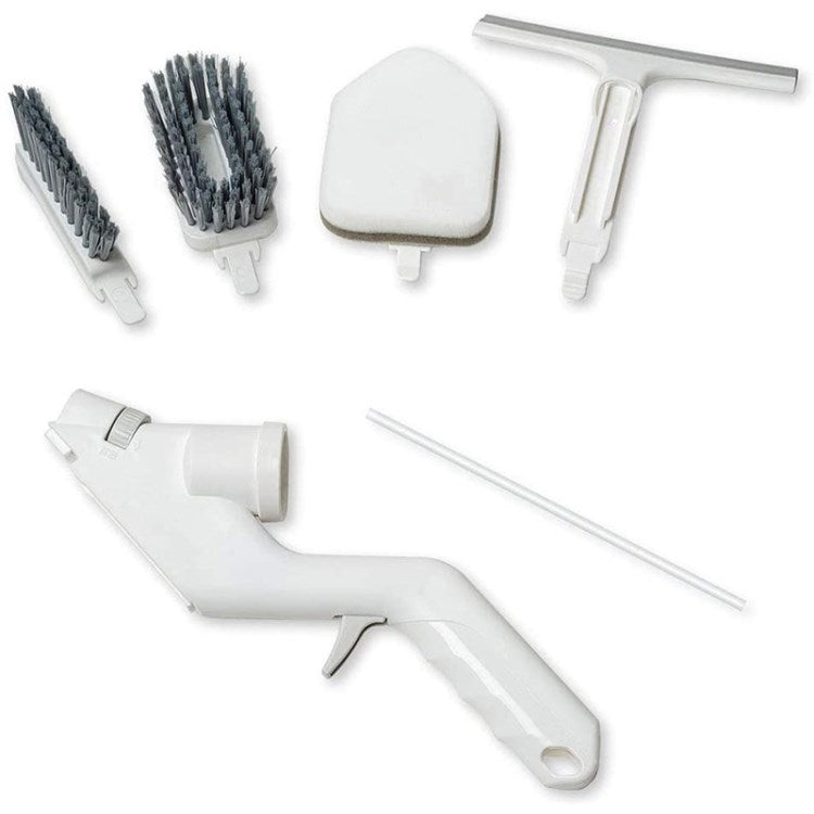 Multifunctional Water Spray Cleaner Kit Window Wiper Crevice Sponge Wipe Cleaning Tool - White