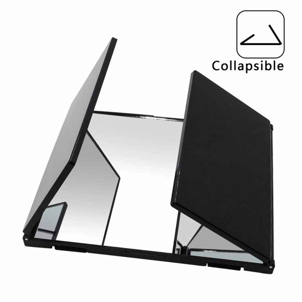 Car Sun Visor Wide View Collapsible Tri-Fold Makeup Mirror Auto Sunshade Cosmetic Mirror