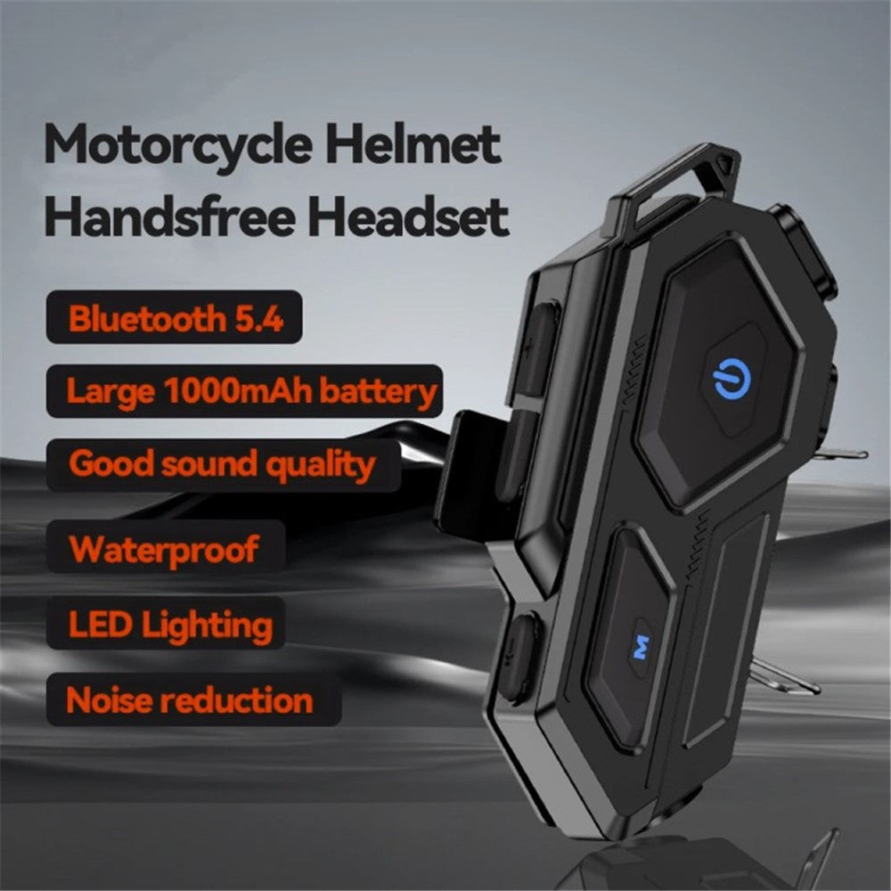 C8 LED Light Motorcycle Helmet Bluetooth-compatible 5.4 Headset Waterproof Noise Reduction Automatic Answering Rider Headset - Hard Microphone