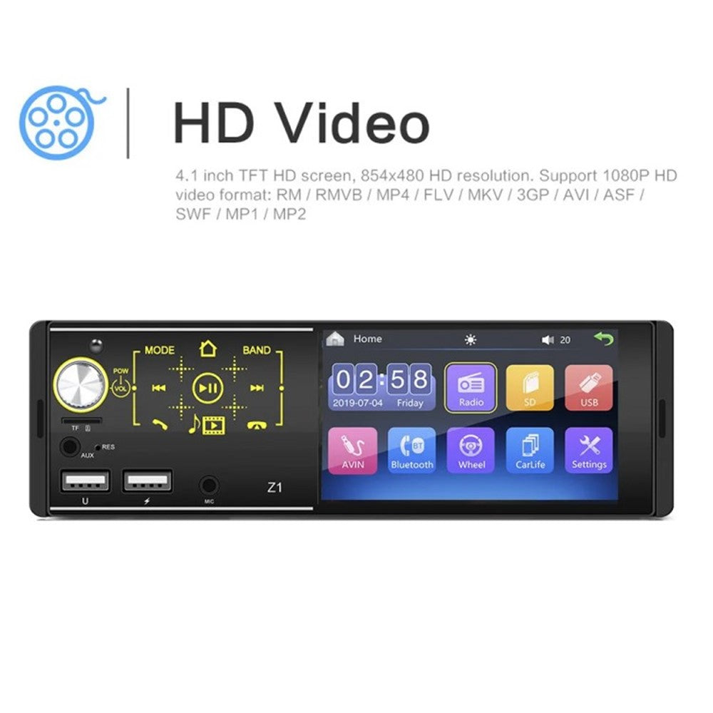 Z1 Touch Screen Dual USB Car Bluetooth-compatible MP5 Player Colorful Light FM Radio Media Player