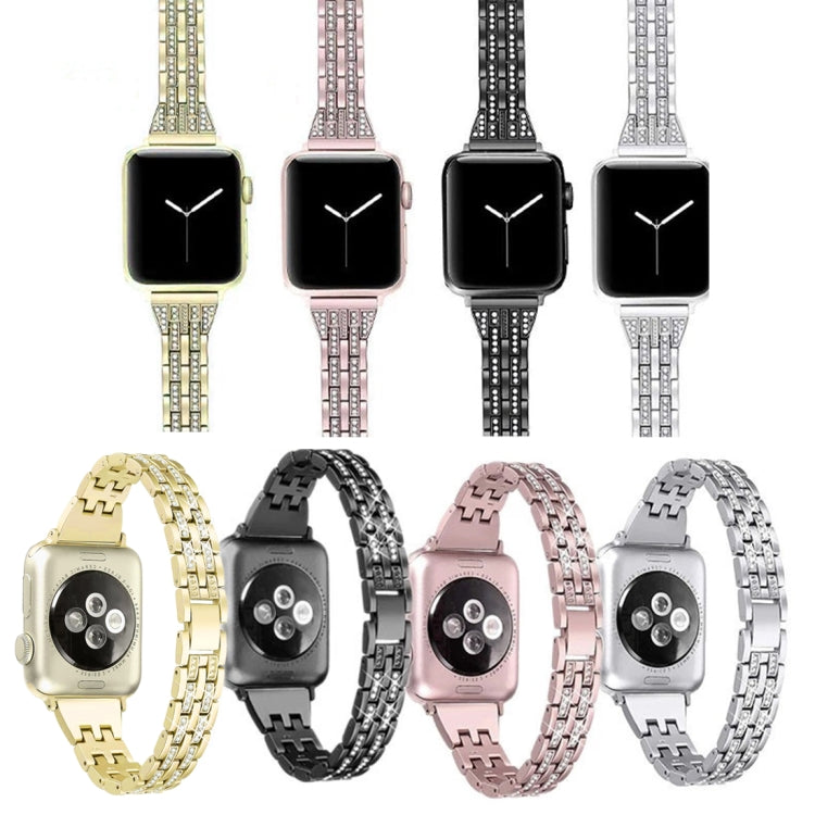 Colorful Diamond Stainless Steel Watch Band for Apple Watch Series 7 41mm / 6 & SE & 5 & 4 40mm / 3 & 2 & 1 38mm