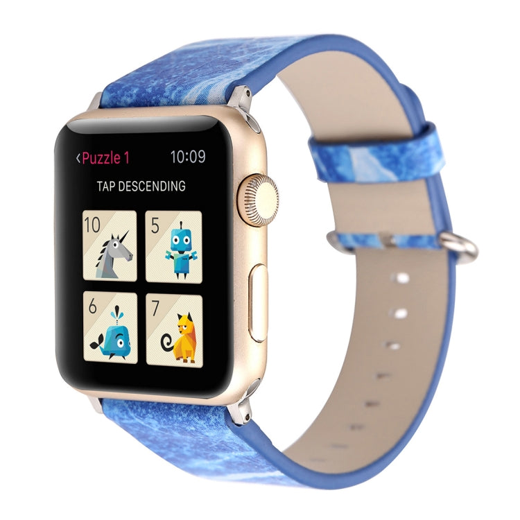 For Apple Watch Series 3 & 2 & 1 38mm Fashion Marble Vein Texture Wrist Watch Leather Band