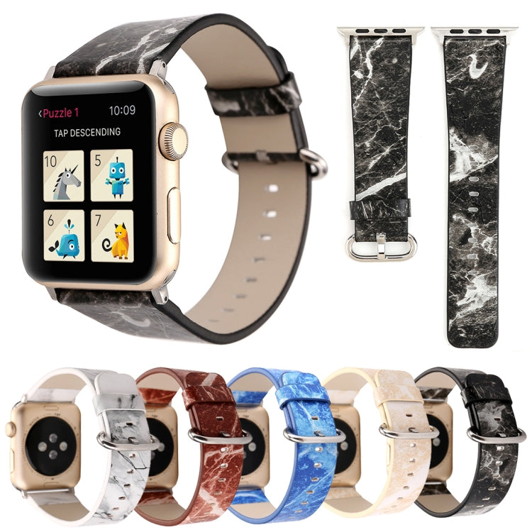 For Apple Watch Series 3 & 2 & 1 38mm Fashion Marble Vein Texture Wrist Watch Leather Band