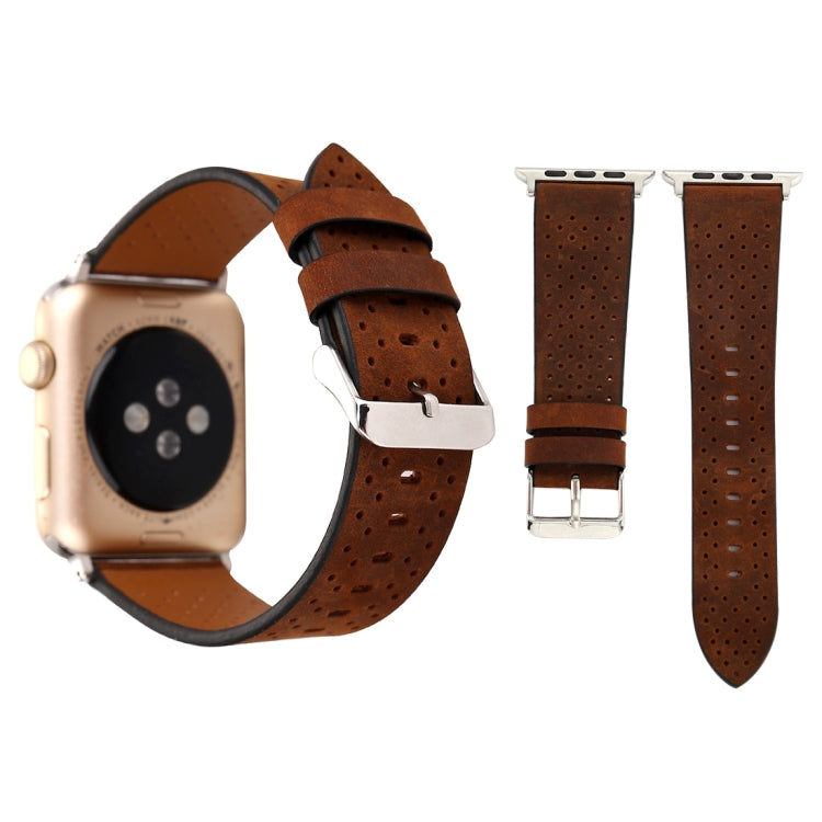 For Apple Watch Series 3 & 2 & 1 38mm Small Cave Genuine Leather Wrist Watch Band