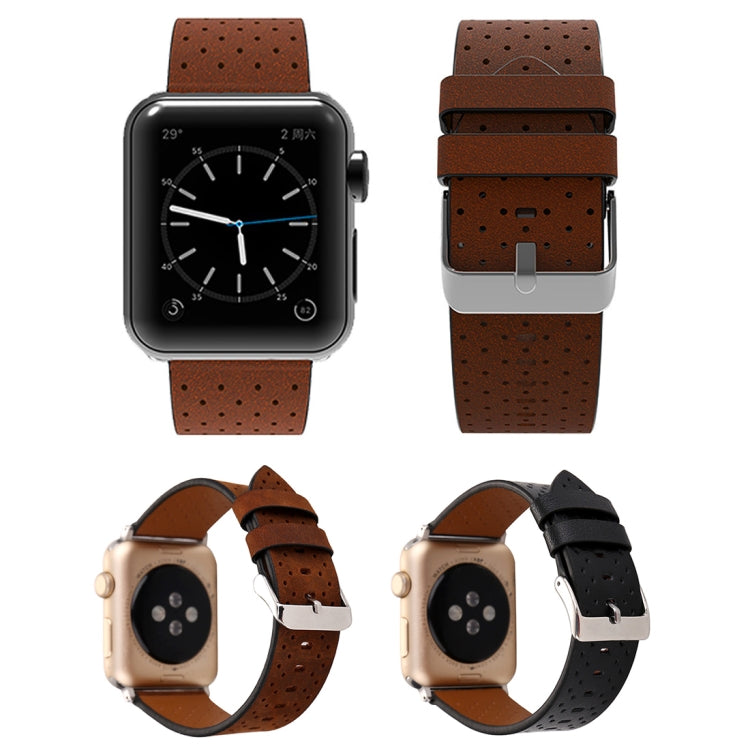 For Apple Watch Series 3 & 2 & 1 38mm Small Cave Genuine Leather Wrist Watch Band