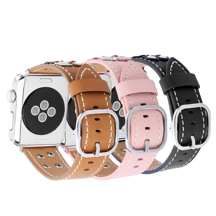 For Apple Watch Series 8&7 41mm / SE 2&6&SE&5&4 40mm / 3&2&1 38mm Fashion Occident Style Flowers Genuine Leather Wrist Watch Band