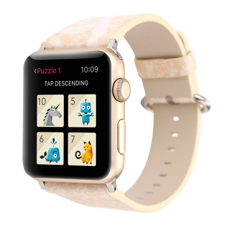 For Apple Watch Series 3 & 2 & 1 42mm Fashion Marble Vein Texture Wrist Watch Leather Band
